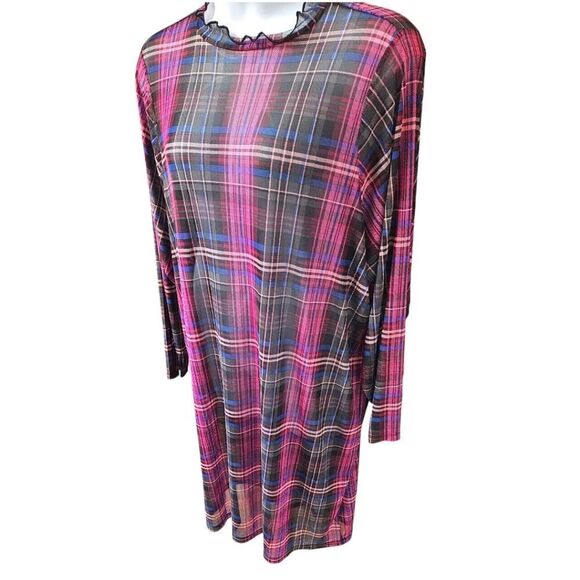TORRID MINIβMesh Multi- Color Plaid Mock Neck Dress Plus Size 4X - Picture 3 of 14